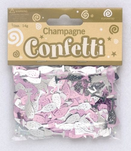 Confetti kampavínsflöskur og glös- bleik og silfur- 14g