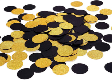 Gyllt og svart confetti 2,5cm - 100stk