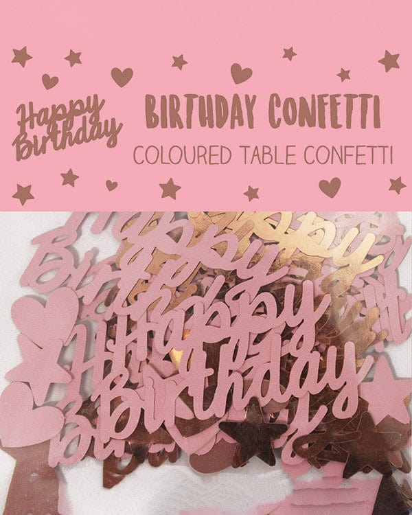 Happy birthday confetti - bleikt og rósagyllt