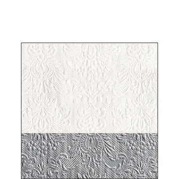 Hvítar og silfurlitaðar servíettur- 15stk í pakka 25x25cm