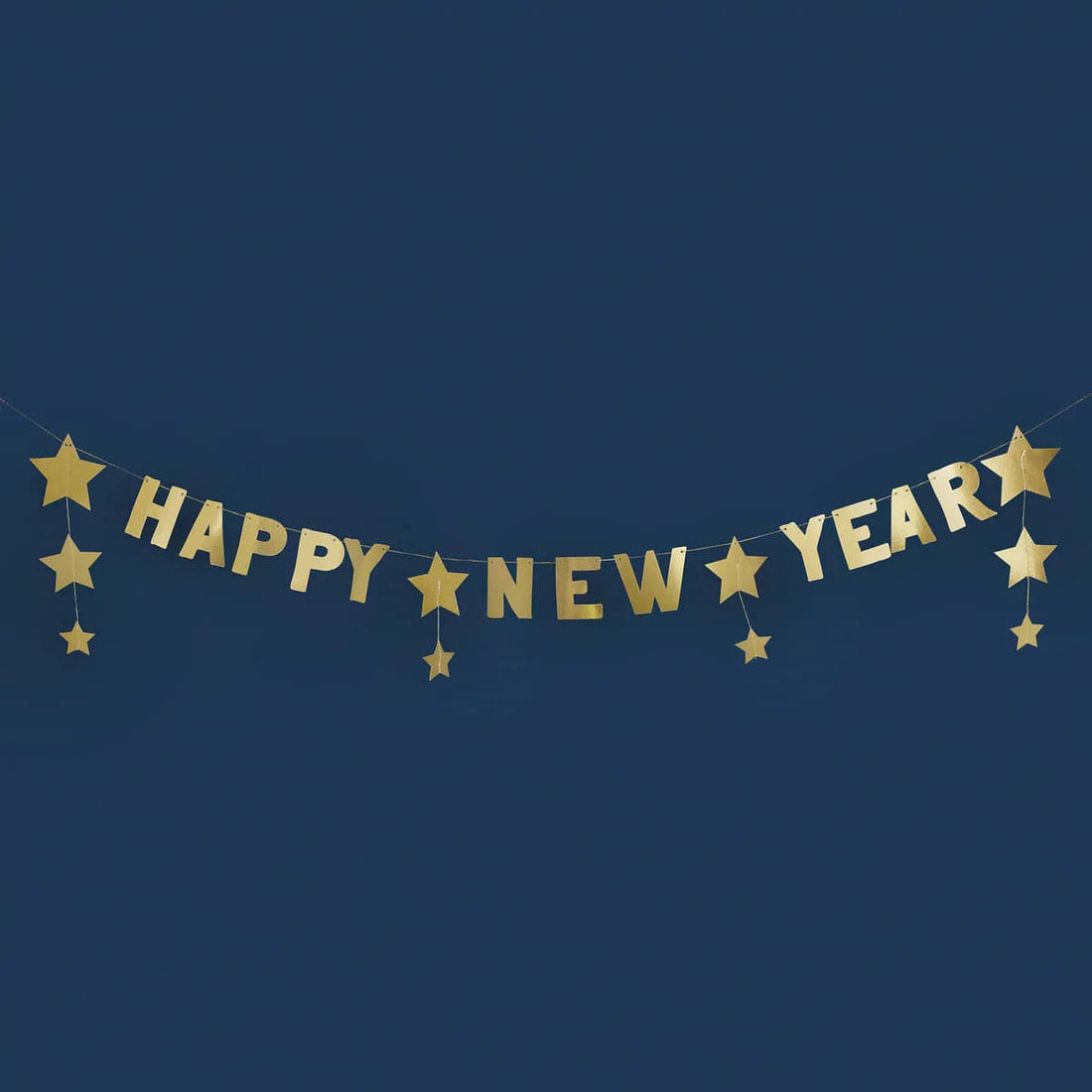 Gyllt Happy New Year skraut, 2 metrar
