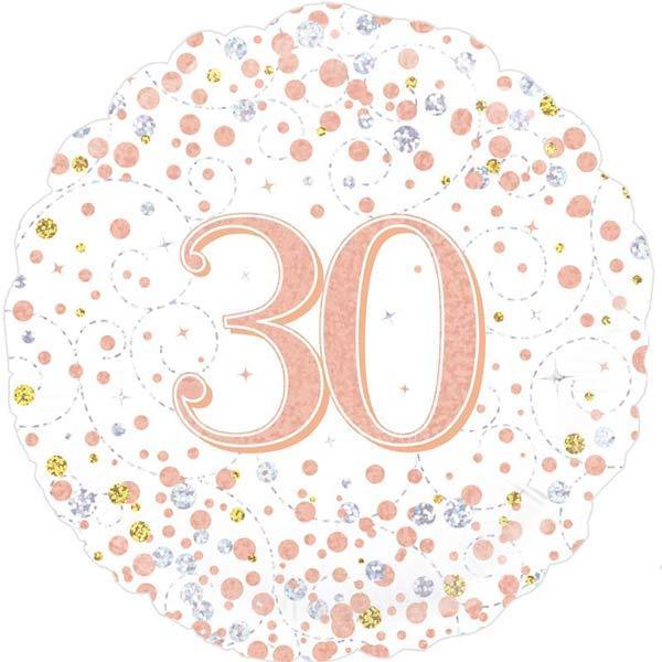 30 ára afmælisblaðra hvít og rósagyllt - Balún