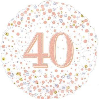40 ára afmælisblaðra hvít og rósagyllt - Balún