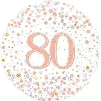 80 ára afmælisblaðra hvít og rósagyllt