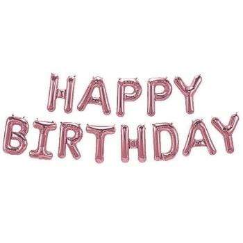 Happy Birthday blöðrulengja - 40cm stafir, rósagyllt