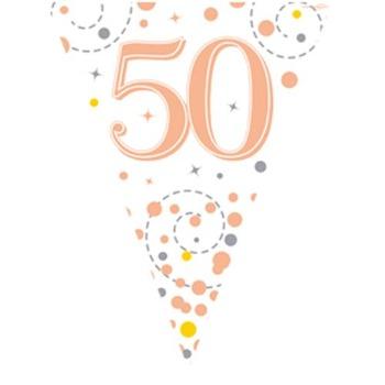 Stór rósagyllt 50 ára fánalengja  3,9m