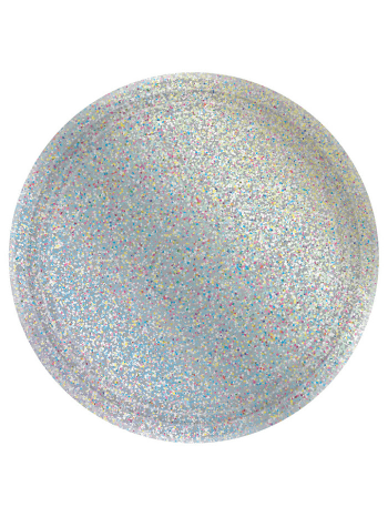 Silfur glans diskar - 8 stk í pakka, 18 cm (kökudiskar)