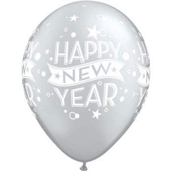Silfur  "Happy new year" blaðra- 28cm