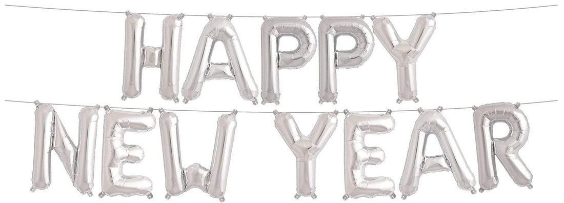 "Happy New Year" blöðrur silfurlitaðar