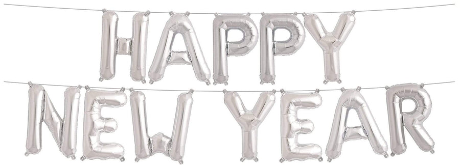 "Happy New Year" blöðrur silfurlitaðar