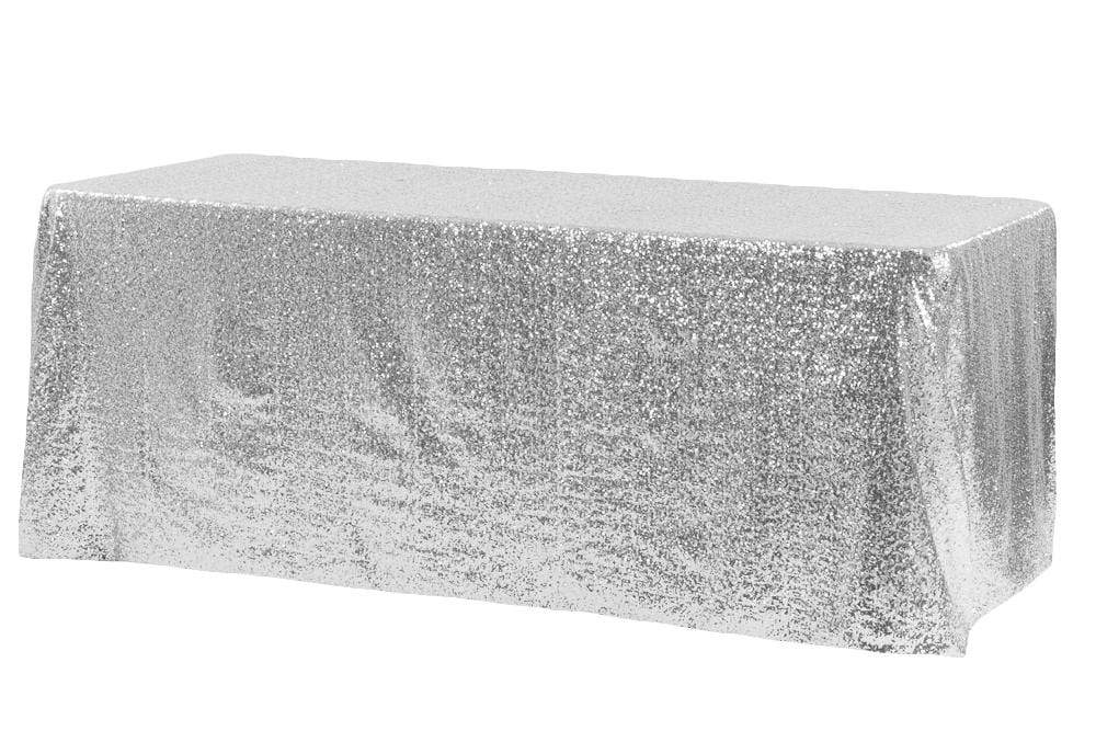 Silfurlitaður pallíettu borðdúkur 128x250 cm