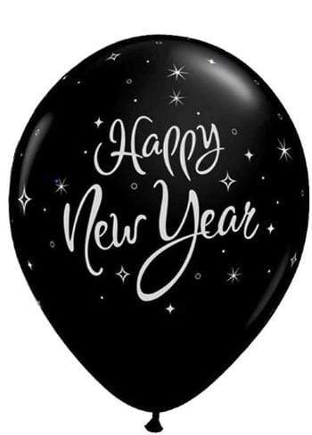 Svört "Happy New Year" blaðra - 28cm